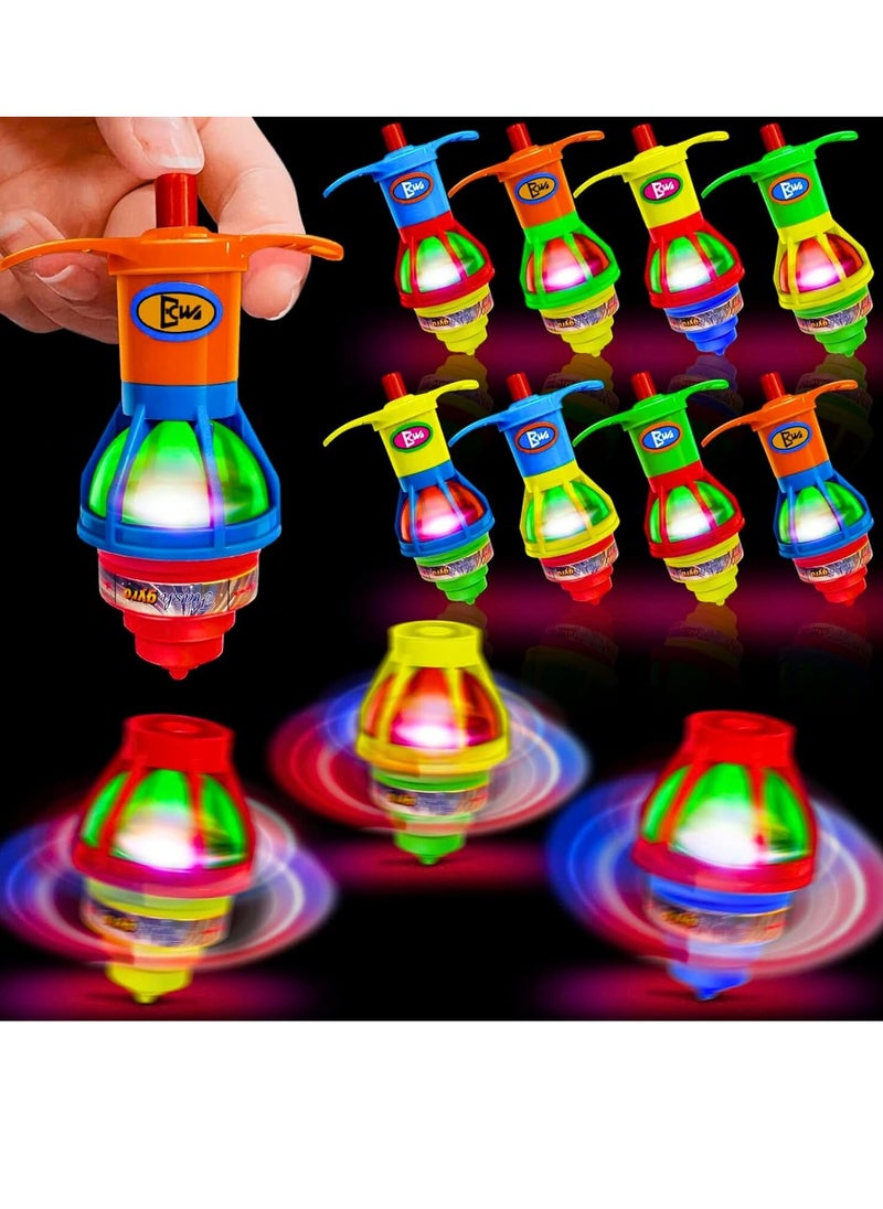 ARGT 12 Pack LED Light Up UFO Spinning Tops – Flashing Gyroscope Fidget Toys for Kids, Stress Relief, Party Favors, Glow in the Dark Birthday Goodie Bag Stuffers, Return Gifts, July 4th Party Supplies  - Image 1