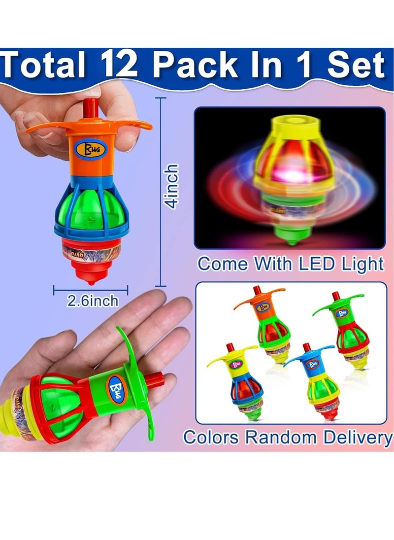 ARGT 12 Pack LED Light Up UFO Spinning Tops – Flashing Gyroscope Fidget Toys for Kids, Stress Relief, Party Favors, Glow in the Dark Birthday Goodie Bag Stuffers, Return Gifts, July 4th Party Supplies  - Image 2
