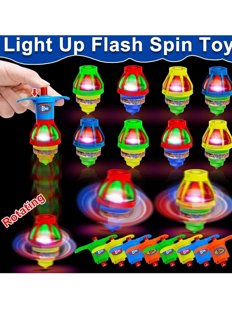 ARGT 12 Pack LED Light Up UFO Spinning Tops – Flashing Gyroscope Fidget Toys for Kids, Stress Relief, Party Favors, Glow in the Dark Birthday Goodie Bag Stuffers, Return Gifts, July 4th Party Supplies  - Image 4