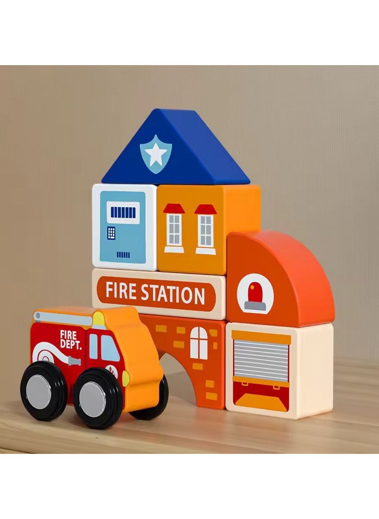 OLUDENIZ Wooden Urban Track Building Blocks Set – City Layout with Vehicles, Roads & Buildings | Foldable Storage Box | Educational Toy for Kids  - Image 4