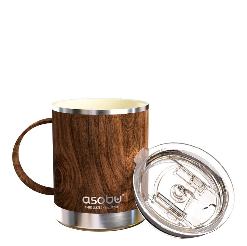 asobu asobu Ultimate Stainless Steel Ceramic Inner Coating Coffee Mug with Double Walled Copper Lining Insulation  12 Ounces (Wood) - Image 2