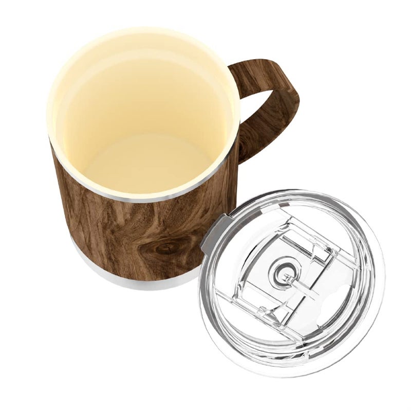 asobu asobu Ultimate Stainless Steel Ceramic Inner Coating Coffee Mug with Double Walled Copper Lining Insulation  12 Ounces (Wood) - Image 3
