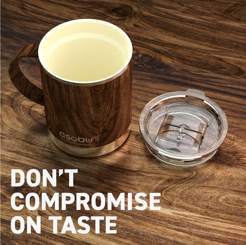 asobu asobu Ultimate Stainless Steel Ceramic Inner Coating Coffee Mug with Double Walled Copper Lining Insulation  12 Ounces (Wood) - Image 4
