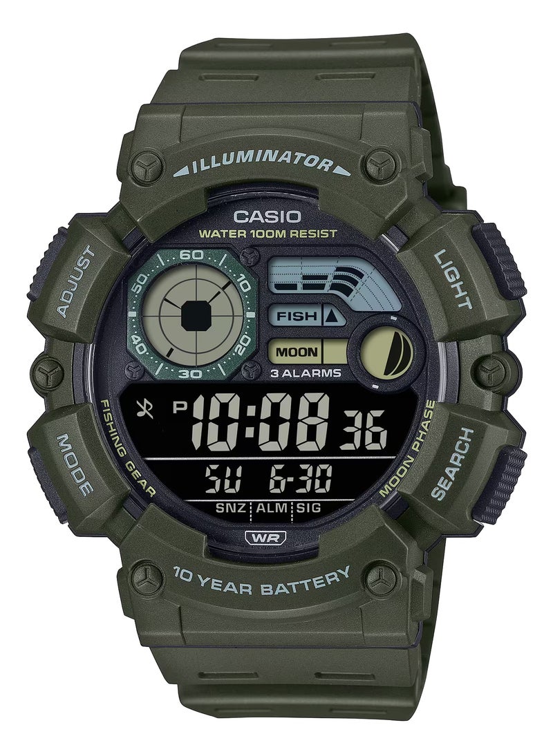 CASIO ساعة كاسيو الرقمية للرجال بسوار من الراتنج باللون الأخضر WS-1500WH-3BV - Image 1