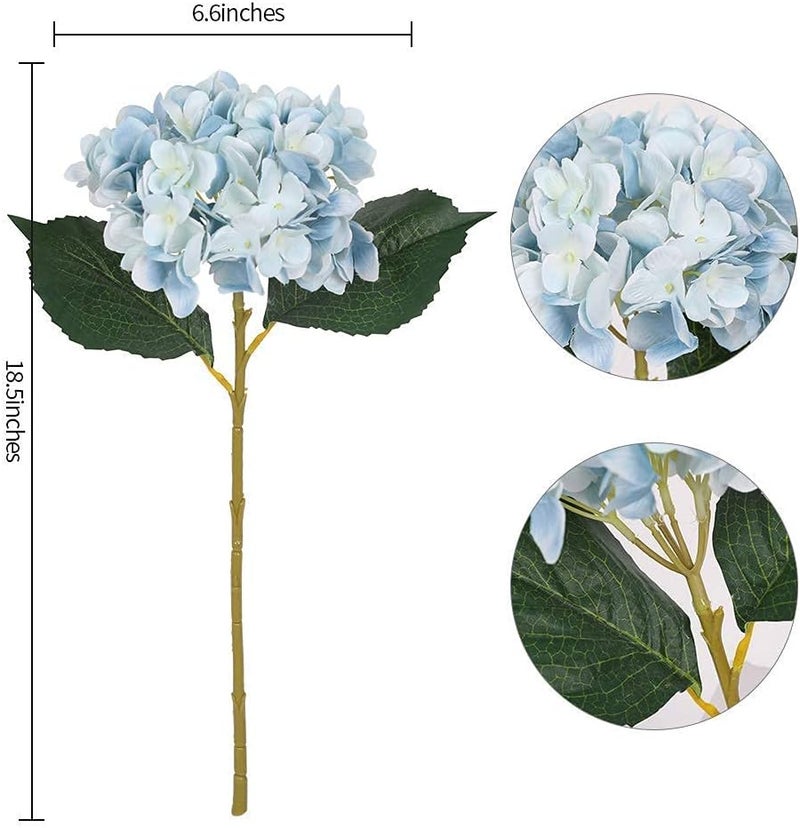 Kisflower كيسفلور 6 قطع أزهار هدرانج حريرية اصطناعية باقة أزهار هدرانج واقعية لحفلات الزفاف والمكاتب وديكور المنزل (أزرق) - Image 2