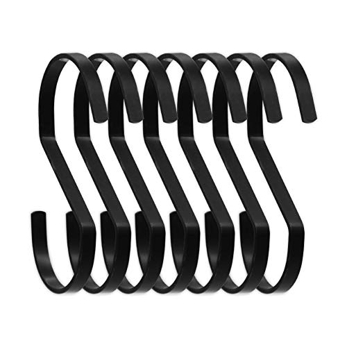 SumDirect 10pcs 4 Inch Black Medium Flat S Hooks, Heavy Duty Stainless Steel S Shaped Hooks for Hanging Pots and Pans,Outdoor Plants and Clothes - Image 1