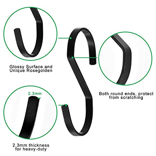 SumDirect 10pcs 4 Inch Black Medium Flat S Hooks, Heavy Duty Stainless Steel S Shaped Hooks for Hanging Pots and Pans,Outdoor Plants and Clothes - Image 3