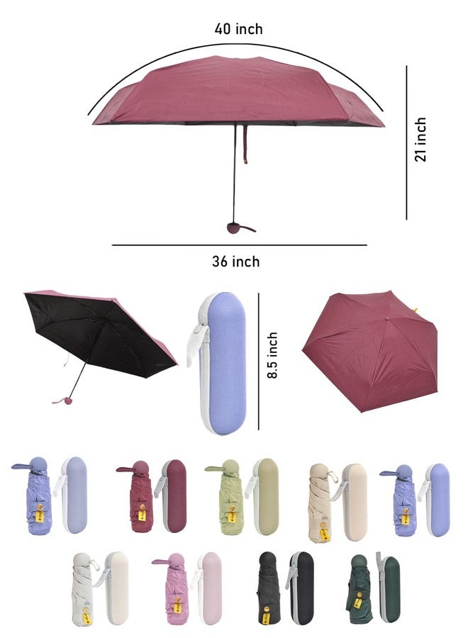 FABINALIV Maroon Solid Waterproof 3 Fold Compact Umbrella with Case (FLUB-1022-Maroon) - Image 5