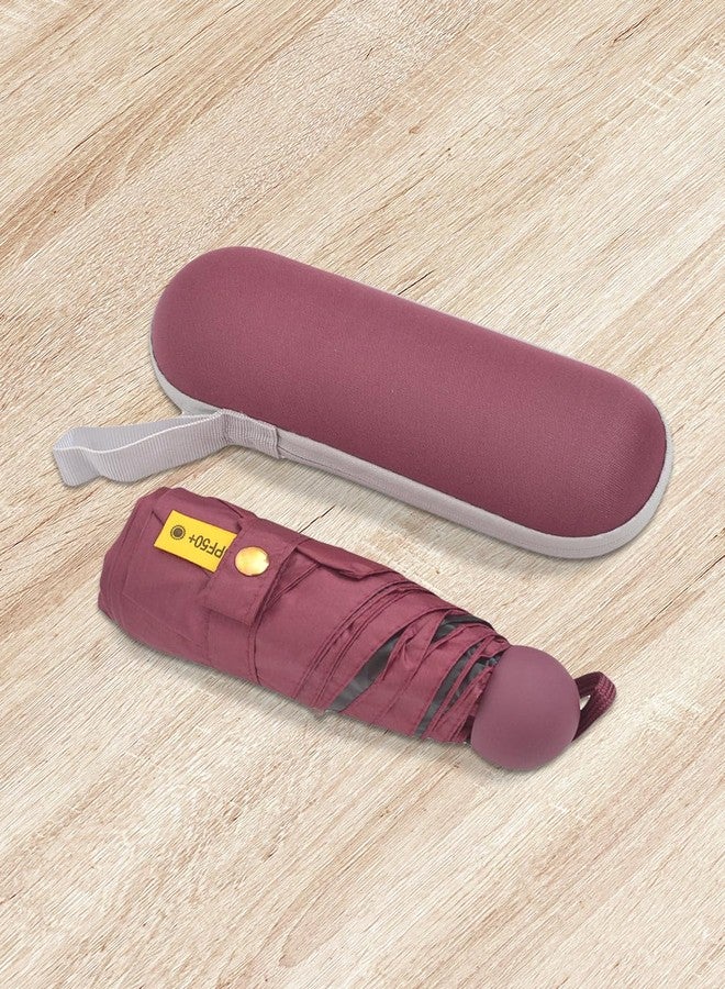 FABINALIV Maroon Solid Waterproof 3 Fold Compact Umbrella with Case (FLUB-1022-Maroon) - Image 3