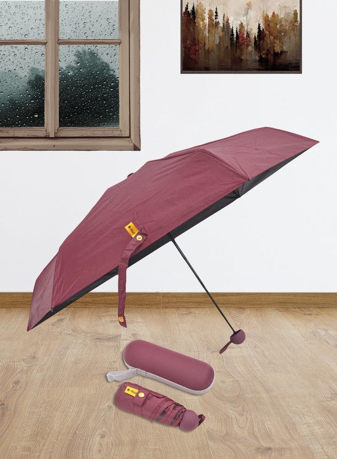 FABINALIV Maroon Solid Waterproof 3 Fold Compact Umbrella with Case (FLUB-1022-Maroon) - Image 4