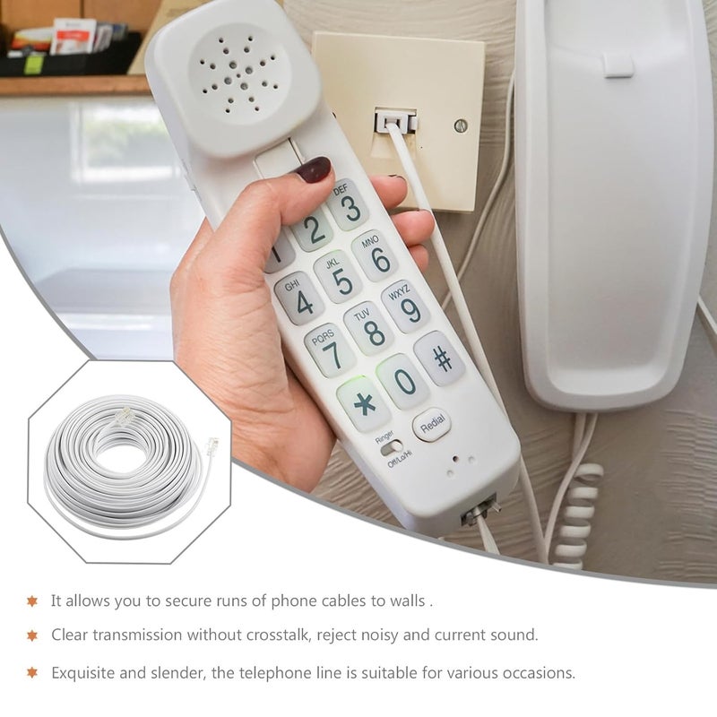 White PC Telephone Extension Cable with Coupler for Landline Fax Modem Clear Signal - Image 5