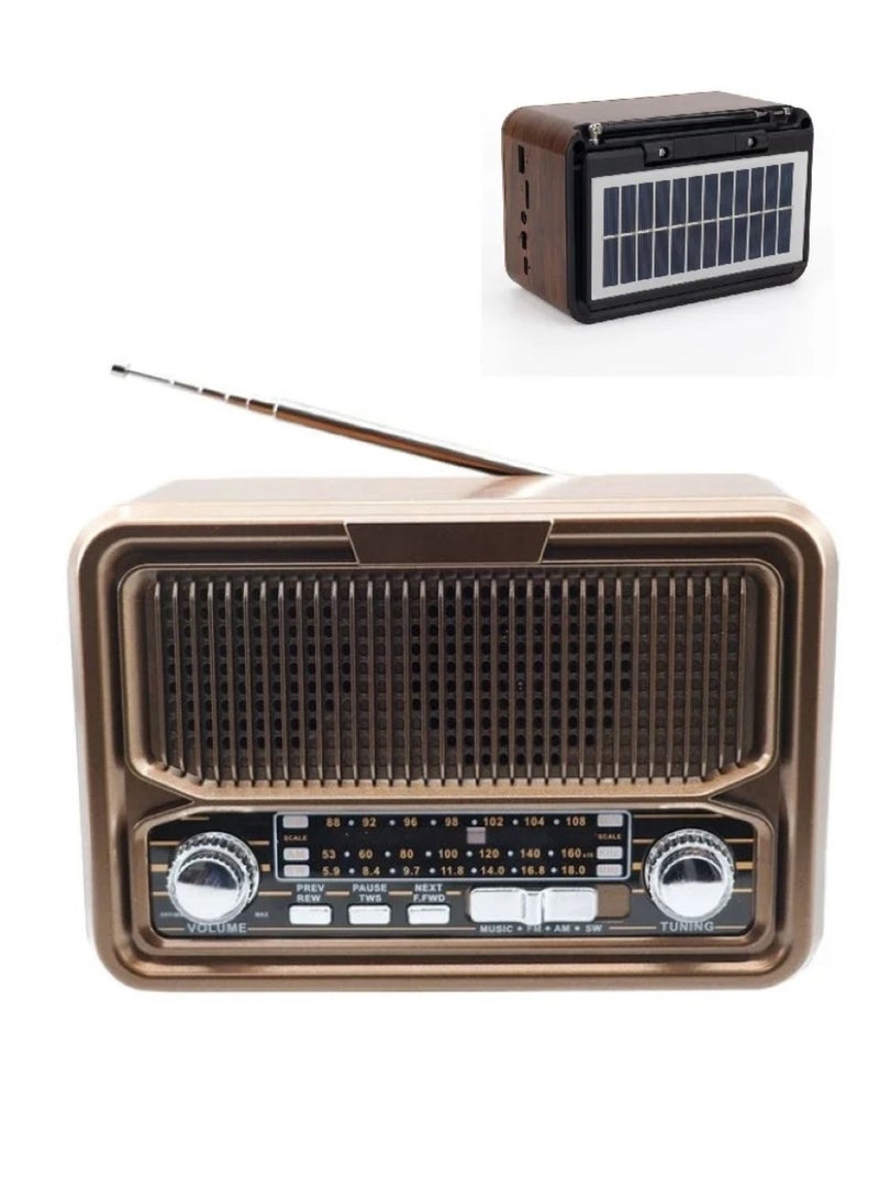 Denx Rechargeable Radio, Portable Radio AM FM Transistor with Best Sound, Solar/Battery Operated Radio, Support TF Card/USB Playing  - Image 1