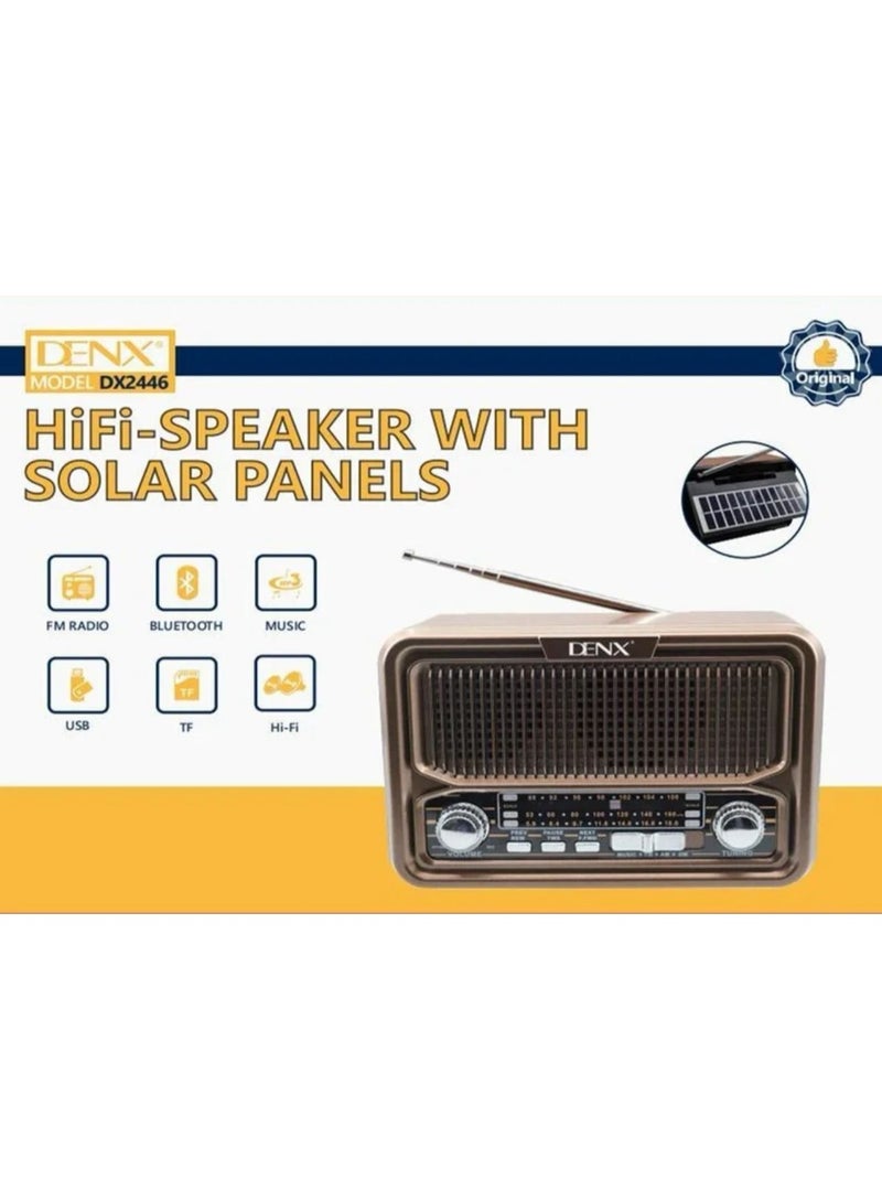 Denx Rechargeable Radio, Portable Radio AM FM Transistor with Best Sound, Solar/Battery Operated Radio, Support TF Card/USB Playing  - Image 3