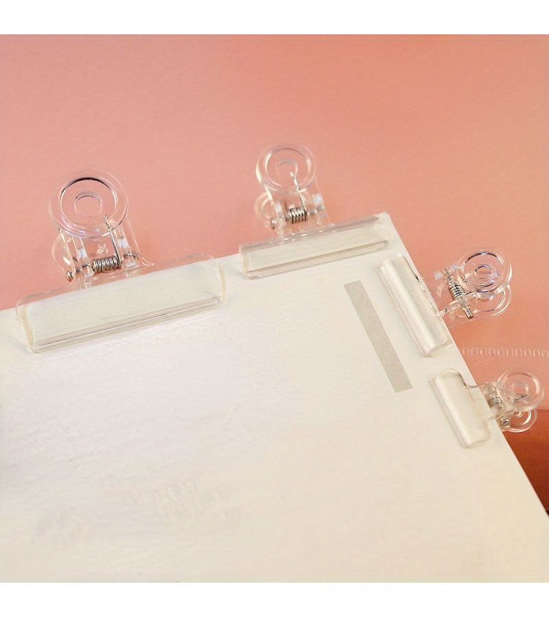 2pcs Clear Plastic Student Stationery Clips Dovetail Folder Size - Image 4