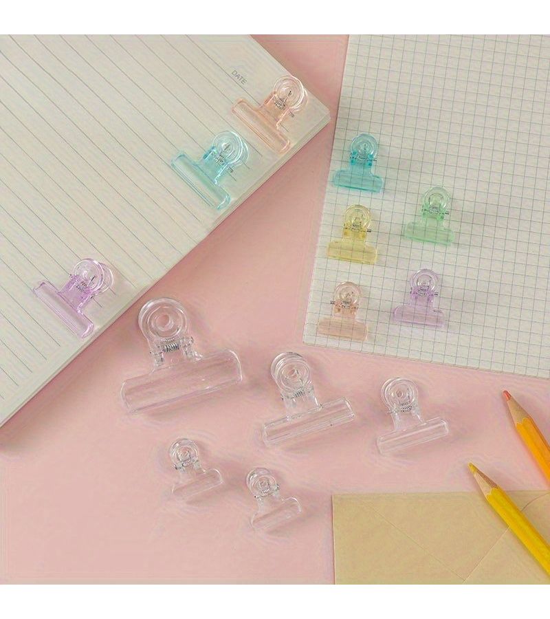 2pcs Clear Plastic Student Stationery Clips Dovetail Folder Size - Image 1