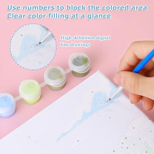 hkejoi 4 Pack Flowers Paint by Numbers Kit for Adults Framed - Small Easy Adult Paint by Numbers Kits, Acrylic Oil Painting Perfect for Home Wall Decor 8X8 Inch - Image 5