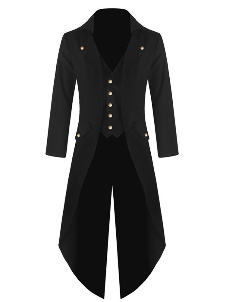 Runcati Mens Steampunk Victorian Jacket Gothic Tailcoat Costume Vintage Tuxedo Viking Renaissance Pirate Halloween Coats (Small, Black) - Image 1