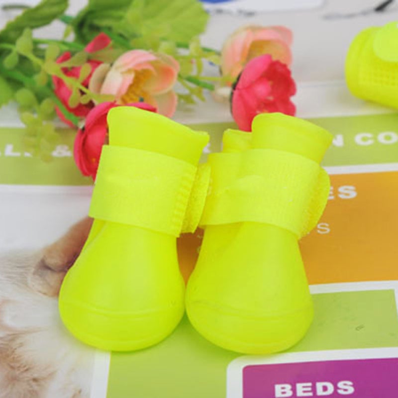 2pcs Little Pet Dog Puppy Anti- Rain Snow Boots Candy Colors Rubber Boots Shoes - Size (Yellow) - Image 4
