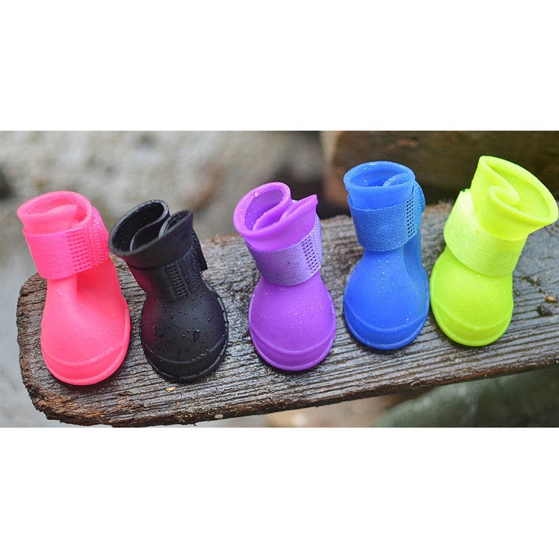 2pcs Little Pet Dog Puppy Anti- Rain Snow Boots Candy Colors Rubber Boots Shoes - Size (Yellow) - Image 2