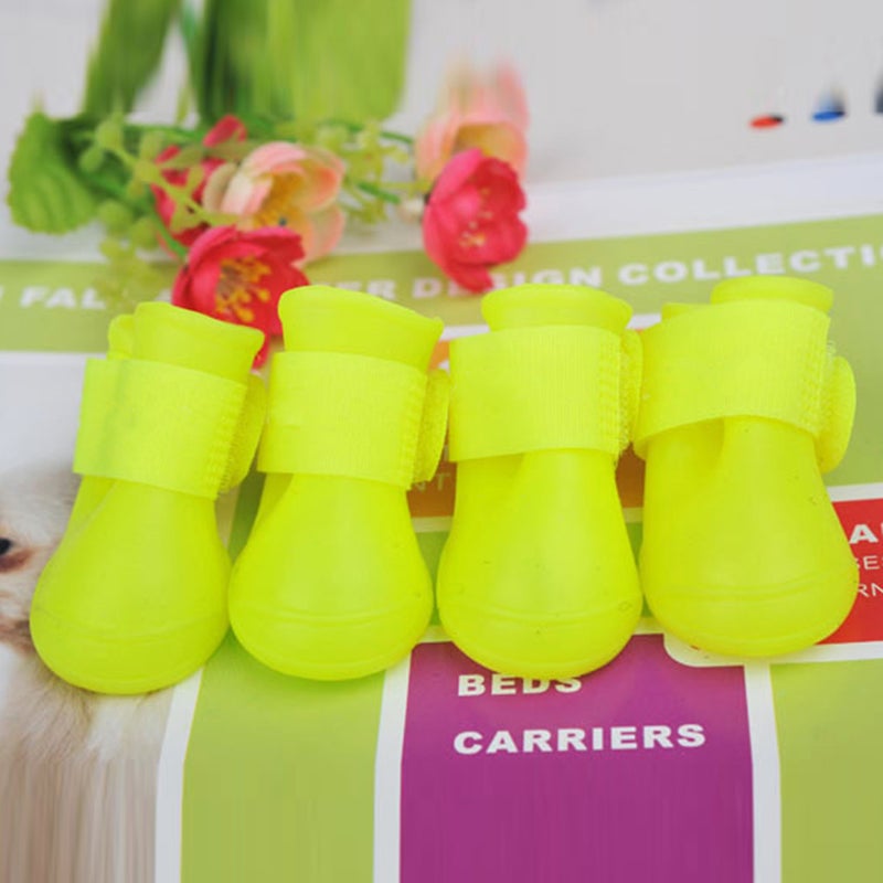 2pcs Little Pet Dog Puppy Anti- Rain Snow Boots Candy Colors Rubber Boots Shoes - Size (Yellow) - Image 3