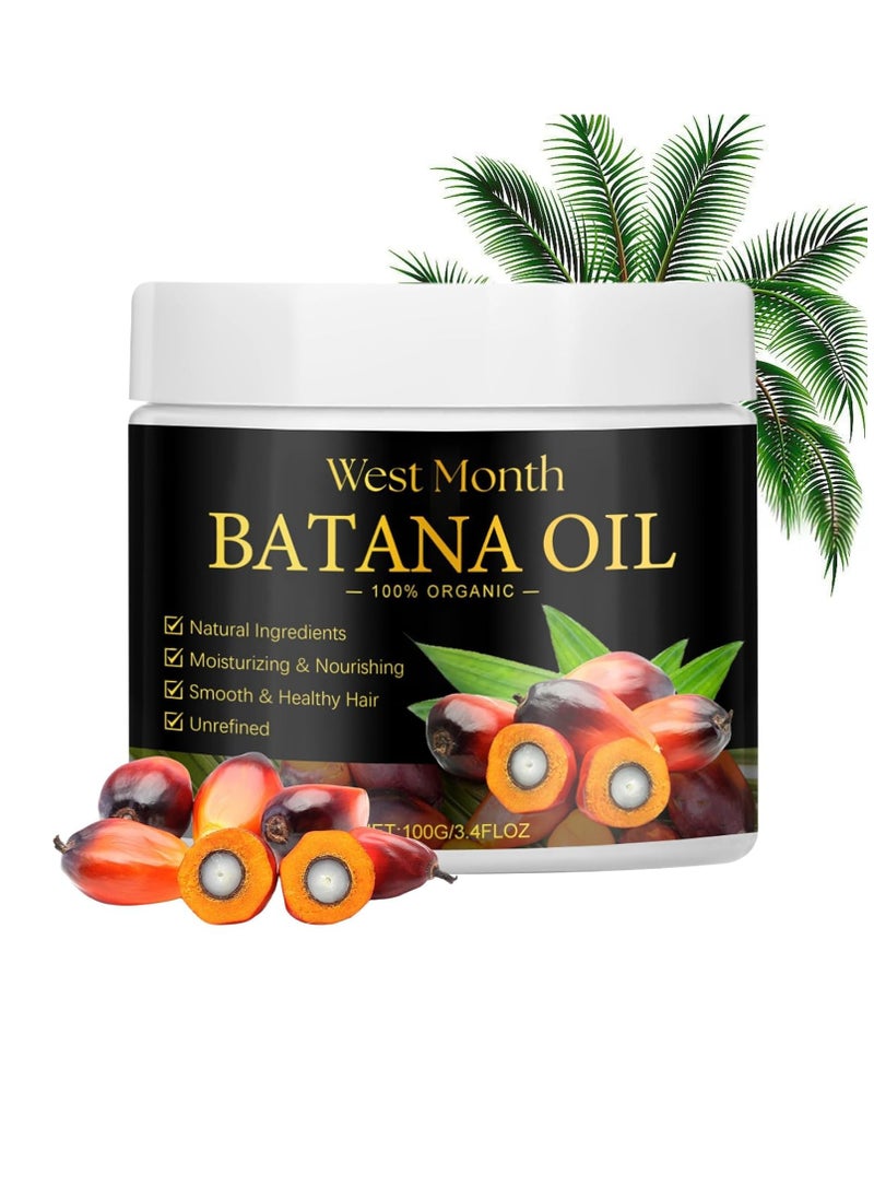 WEST MONTH - Raw Batana Oil for Hair Growth, Batana Oil Raw from Honduras Strengthening, Batana Prevents Hair Loss epairs damaged Hair Mask hair Scalp Care for Men & Women (3.4 Fl Oz) - Image 1