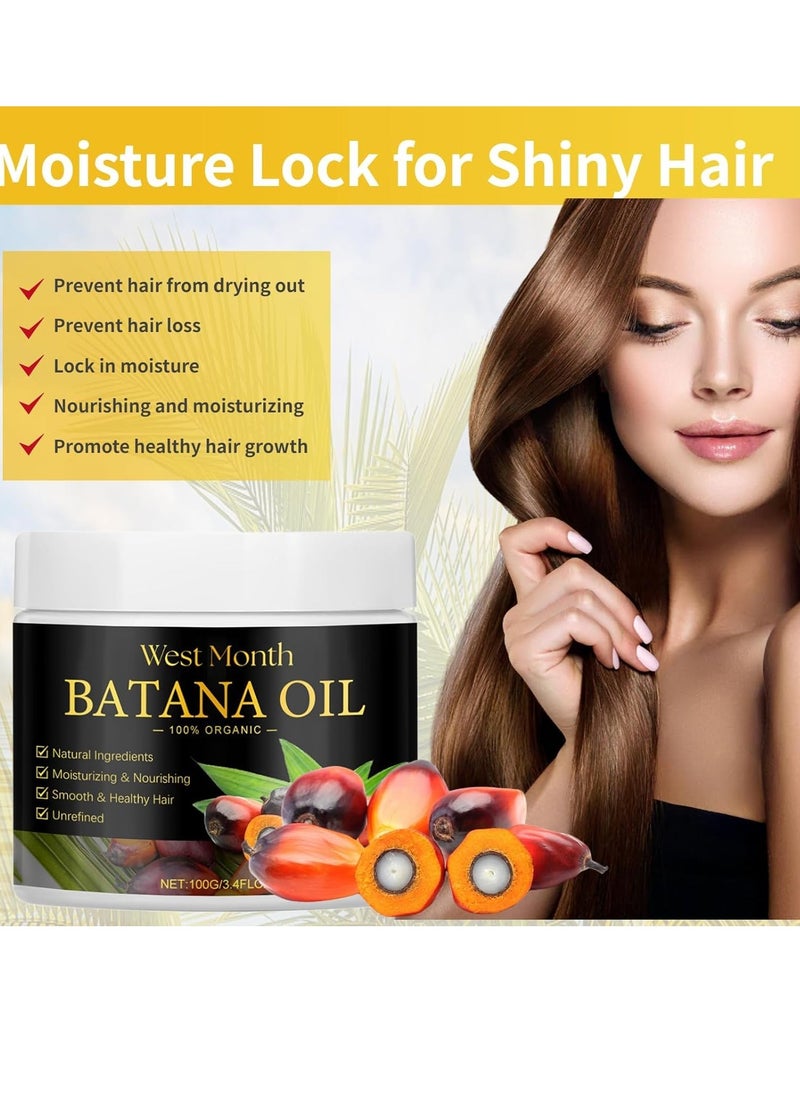 WEST MONTH - Raw Batana Oil for Hair Growth, Batana Oil Raw from Honduras Strengthening, Batana Prevents Hair Loss epairs damaged Hair Mask hair Scalp Care for Men & Women (3.4 Fl Oz) - Image 1