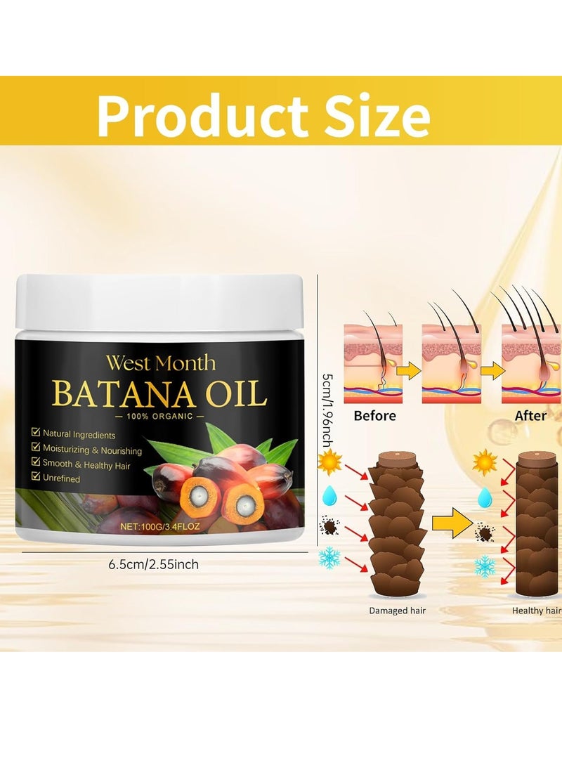 WEST MONTH - Raw Batana Oil for Hair Growth, Batana Oil Raw from Honduras Strengthening, Batana Prevents Hair Loss epairs damaged Hair Mask hair Scalp Care for Men & Women (3.4 Fl Oz) - Image 1