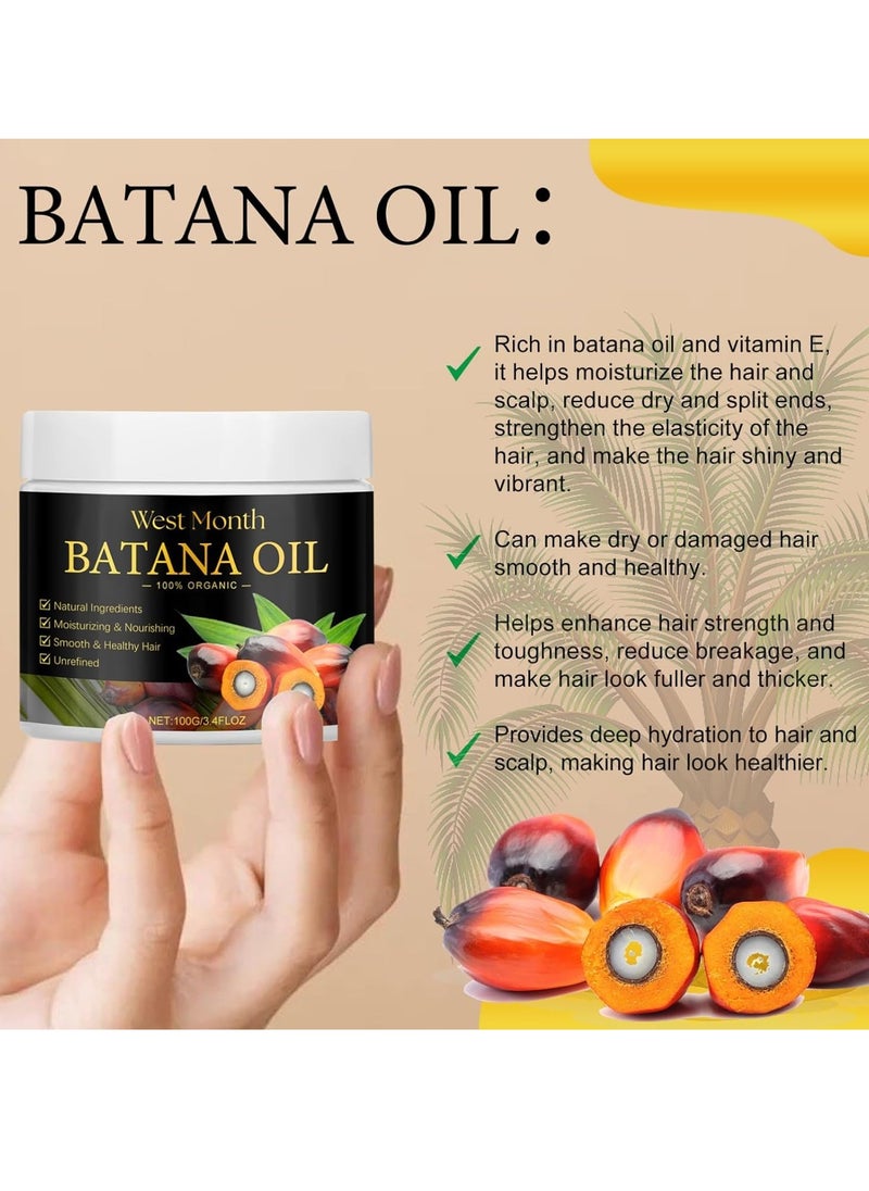 WEST MONTH - Raw Batana Oil for Hair Growth, Batana Oil Raw from Honduras Strengthening, Batana Prevents Hair Loss epairs damaged Hair Mask hair Scalp Care for Men & Women (3.4 Fl Oz) - Image 1
