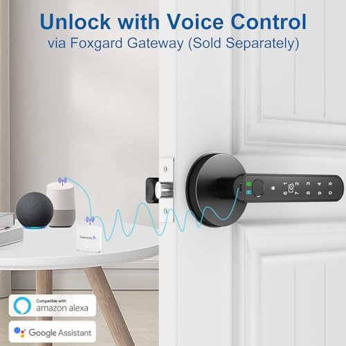 Foxgard Smart Fingerprint Door Lock:Fingerprint Door Knob-Biometric 5-in-1 Finger Print Door Lock-Smart Door Knob for Bedroom-APP Control-Easy Installation–Round Black–1 Pack - Image 4