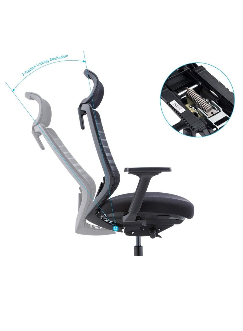 WORKSPACE Home Office Spirit Chair High Back Black Frame Ergonomic Mesh Chair for Comportable Workspace - Image 4