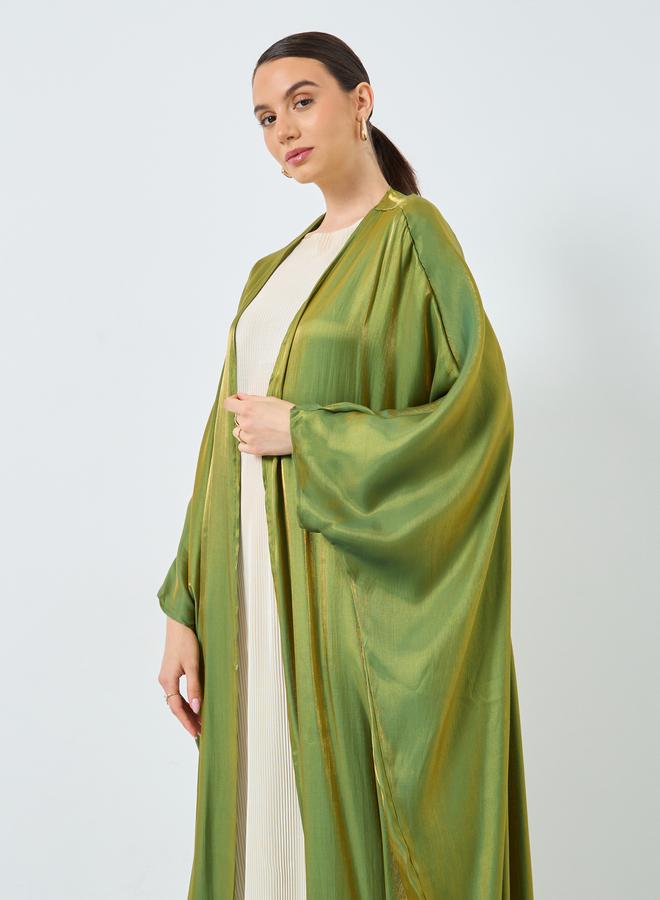 Take Two Metallic Batwing Sleeve Open Front Abaya - Image 3