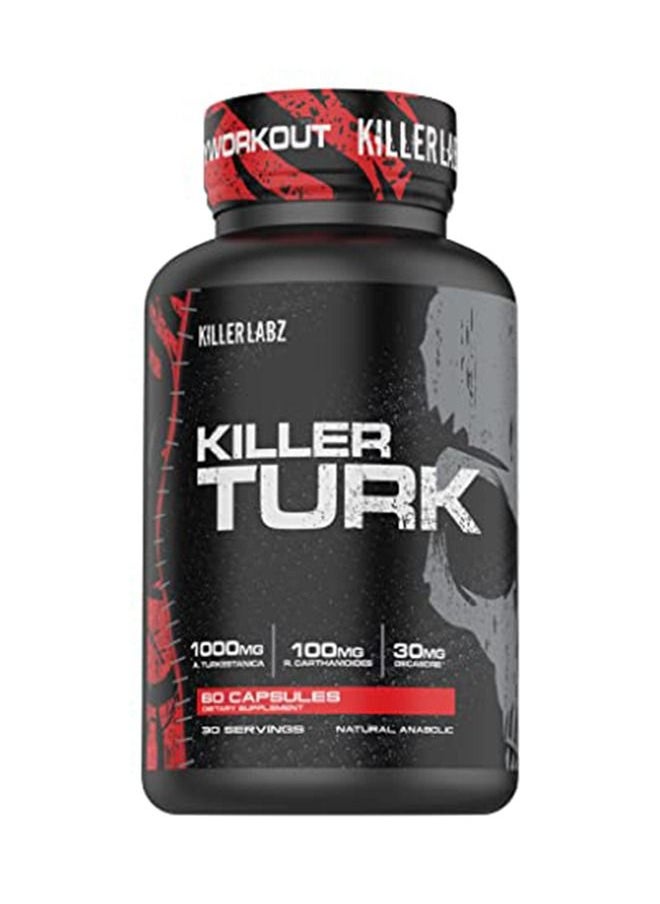 KILLER LABZ كبسولات كيلر لابز كيلر تورك الطبيعية الابتنائية | 1000 مجم أ. تركستانيكا | 100 مجم ر. كارثامويدس | 30 مجم ديكاسورب | 60 كبسولة  - Image 1