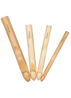 Coopay Large Crochet Hooks 15Mm 20Mm 25Mm 30Mm Wooden Crochet Hook Set For Chunky Yarn Sturdy Big Bamboo Crochet Needles For Crocheting Huge Crochet Hooks For Thick Blanket & Large Project  - Image 1