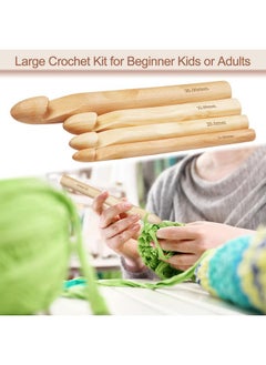 Coopay Large Crochet Hooks 15Mm 20Mm 25Mm 30Mm Wooden Crochet Hook Set For Chunky Yarn Sturdy Big Bamboo Crochet Needles For Crocheting Huge Crochet Hooks For Thick Blanket & Large Project  - Image 5
