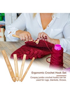Coopay Large Crochet Hooks 15Mm 20Mm 25Mm 30Mm Wooden Crochet Hook Set For Chunky Yarn Sturdy Big Bamboo Crochet Needles For Crocheting Huge Crochet Hooks For Thick Blanket & Large Project  - Image 3