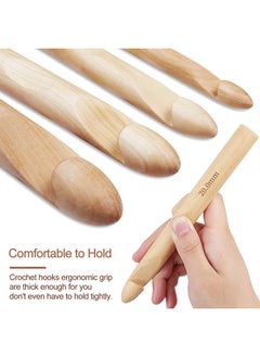 Coopay Large Crochet Hooks 15Mm 20Mm 25Mm 30Mm Wooden Crochet Hook Set For Chunky Yarn Sturdy Big Bamboo Crochet Needles For Crocheting Huge Crochet Hooks For Thick Blanket & Large Project  - Image 4