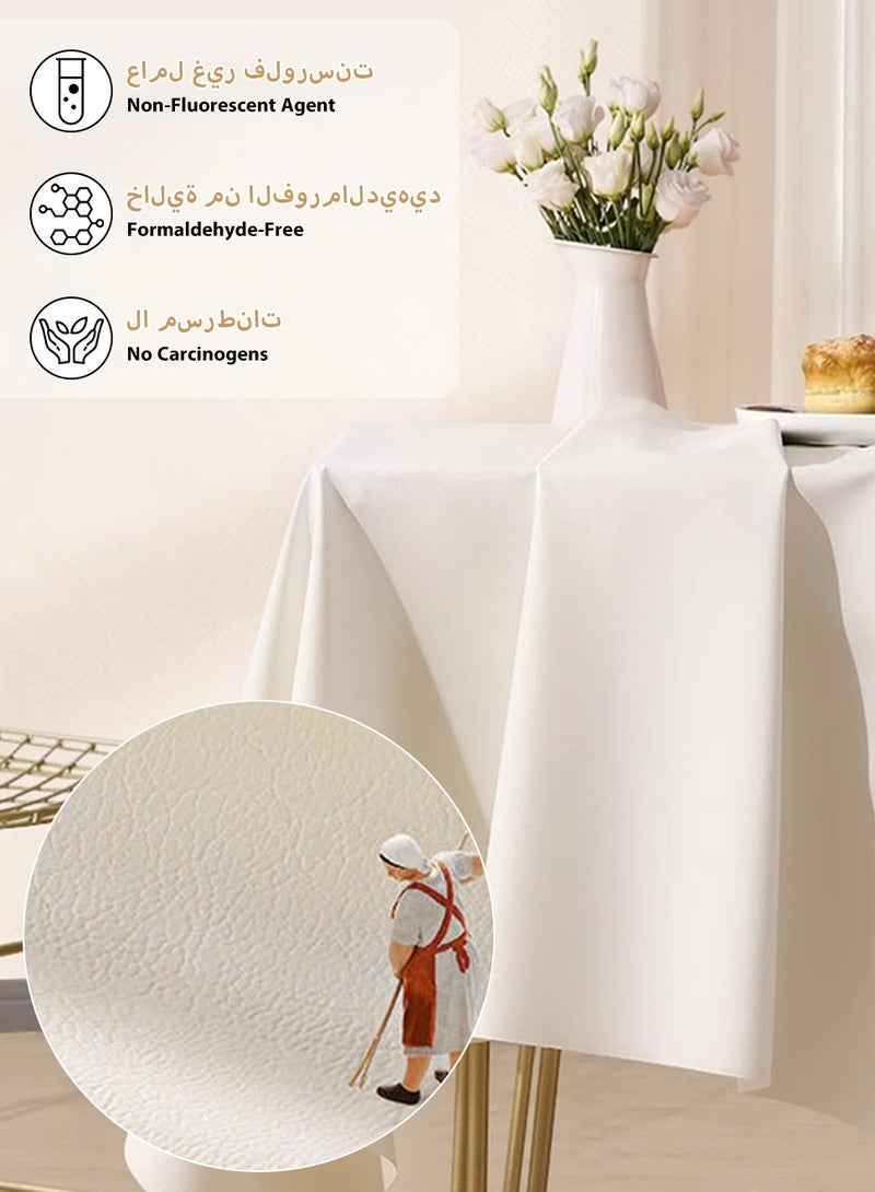 LEOKOR Lambskin Texture Table Cloth, Elegant Creamy Color Tablecloth, Water and Oil Resistant Desk Cover for Dining Room 140*200CM - Image 5