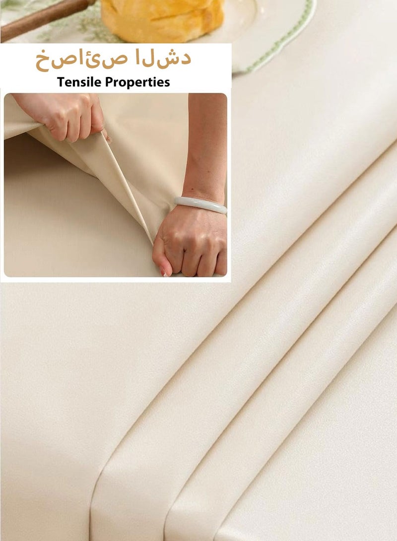 LEOKOR Lambskin Texture Table Cloth, Elegant Creamy Color Tablecloth, Water and Oil Resistant Desk Cover for Dining Room 140*200CM - Image 4