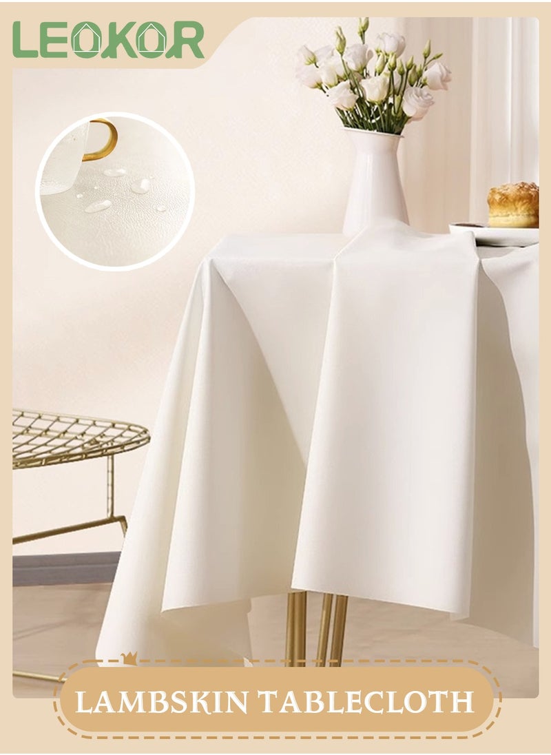 LEOKOR Table Cloth, Elegant Creamy Color Tablecloth, Water and Oil Resistant Desk Cover for Dining Room 140*200CM  - Image 1