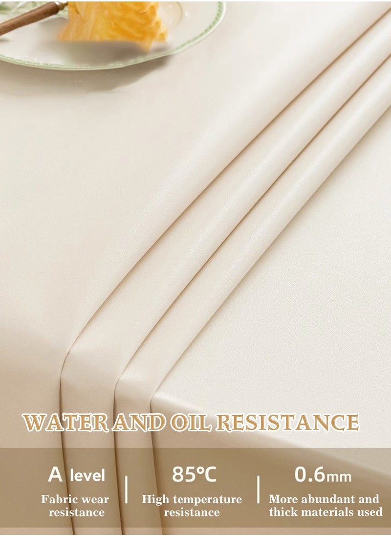 LEOKOR Table Cloth, Elegant Creamy Color Tablecloth, Water and Oil Resistant Desk Cover for Dining Room 140*200CM  - Image 2