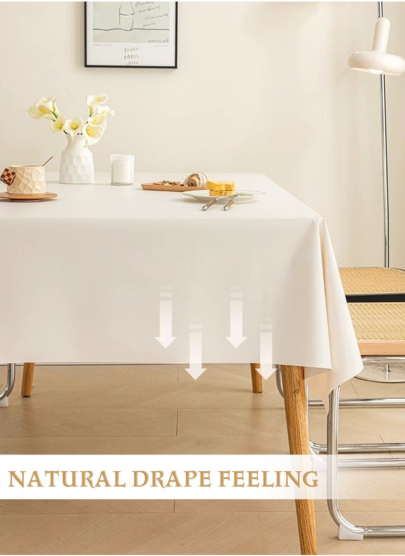 LEOKOR Table Cloth, Elegant Creamy Color Tablecloth, Water and Oil Resistant Desk Cover for Dining Room 140*200CM  - Image 3