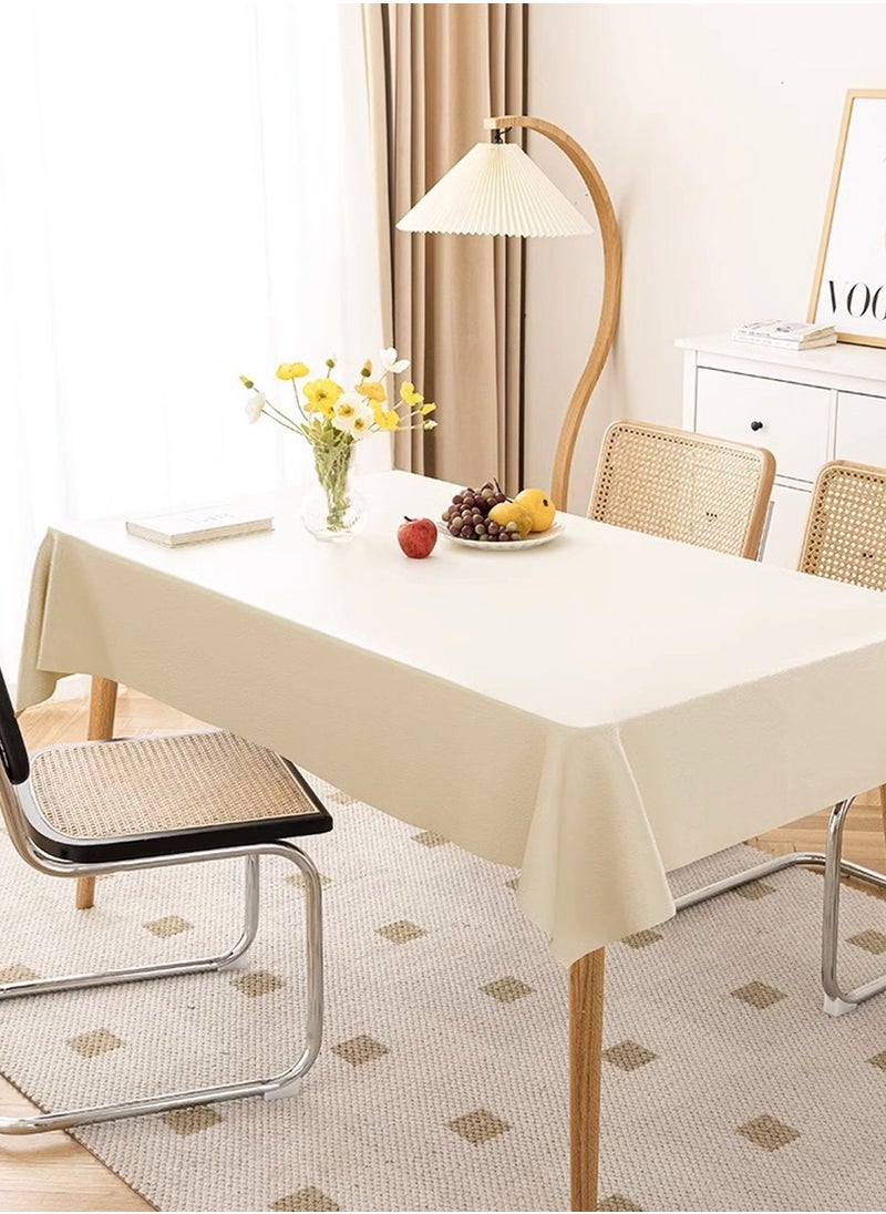 LEOKOR Table Cloth, Elegant Creamy Color Tablecloth, Water and Oil Resistant Desk Cover for Dining Room 140*200CM  - Image 4