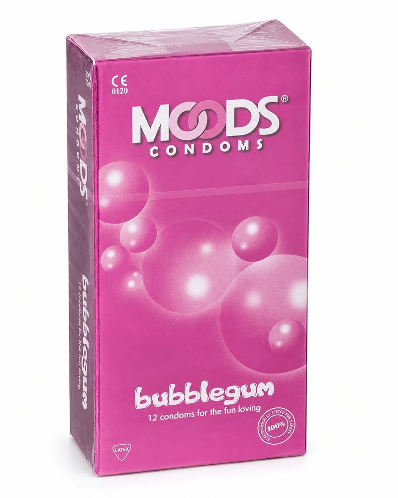 Bubblegum Flavoured Condoms, Lubricated Natural Latex Barrier Protection, Pack of 12