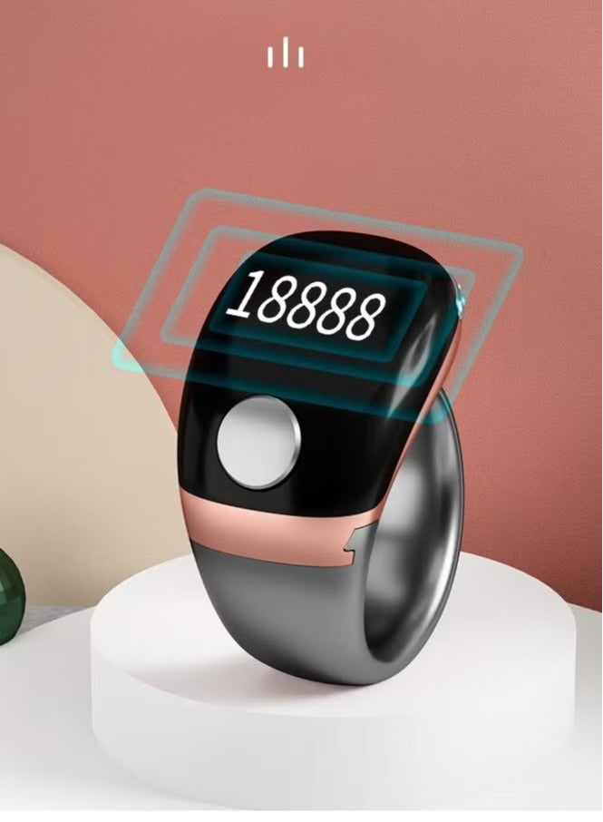 Lightweight Prayer Smart Ring, Lucky Ring, Tasbih Counter, Large Battery, OLED Display,Digital Watch Ring,Tasbeeh Beads Ring,Electronic rosary,Forgiveness Ring, Ramadan Gift,Eid al-Fitr,Daily Wear & Gift Giving,for Man & Women, Zikr Ring Including 3 Compatible Sizes (18mm/20mm/22mm) Prayer Time Reminder with Vibration Reminder Tasbih Counter and Bluetooth Connection - Image 4