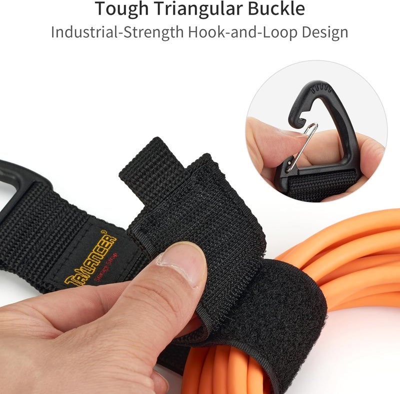 Trilancer Extension Cord Organizer and Hanger (6-Pack), Hook-and-Loop Storage Straps with Triangular Buckle to Hang on Walls for Cables, Wires, Rope, Hoses, Organization for Home, Garage or Workshop - Image 5