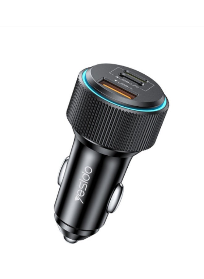 Yesido Y60 38W Innovative PD Reverse Charging Built-in TC And IP Cable Dual Port Fast Charging Car Charger Integrated Universal Solution | Model Y60 | By Yesido - Image 1