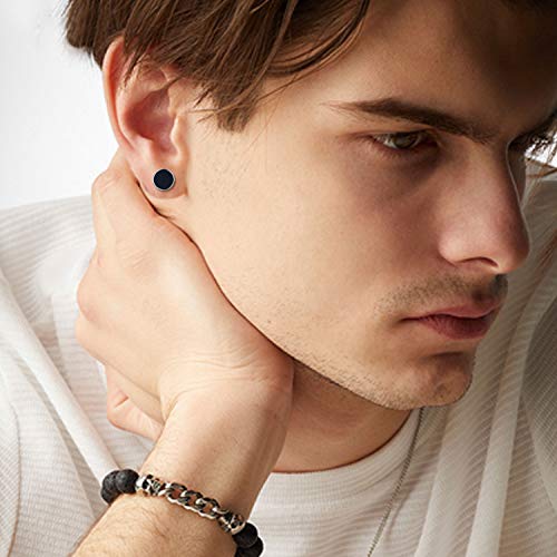 CUOKA MIRACLE Black Round Stud Earrings,Celtic Knot Earrings Sterling Silver Paint Dot Circle Disc Tiny Stud Earrings Hypoallergenic Minimalist Earrings Christmas Gifts for Women Men Teens 8mm - Image 5