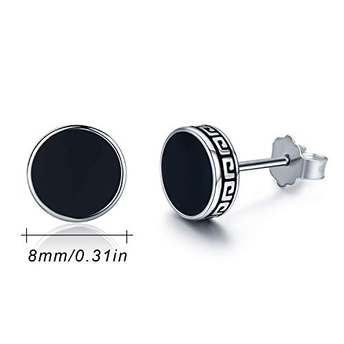 CUOKA MIRACLE Black Round Stud Earrings,Celtic Knot Earrings Sterling Silver Paint Dot Circle Disc Tiny Stud Earrings Hypoallergenic Minimalist Earrings Christmas Gifts for Women Men Teens 8mm - Image 2