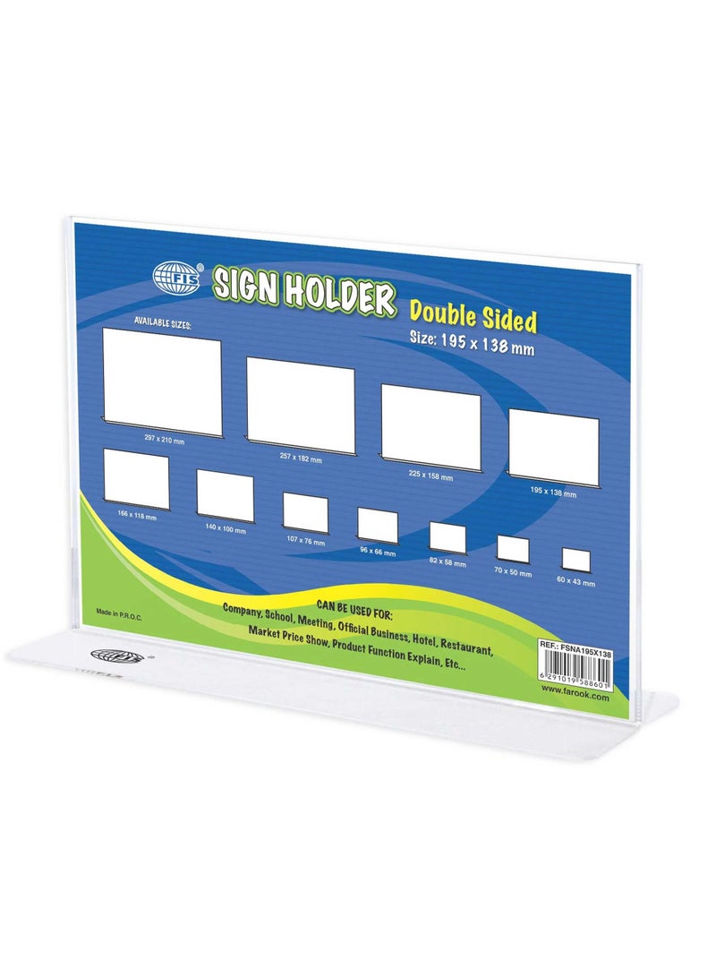 FIS حامل لافتات FIS، مستطيل مزدوج الجوانب، 195X138 مم عبوة من 5 قطع -FSNA195X138-5 - Image 2