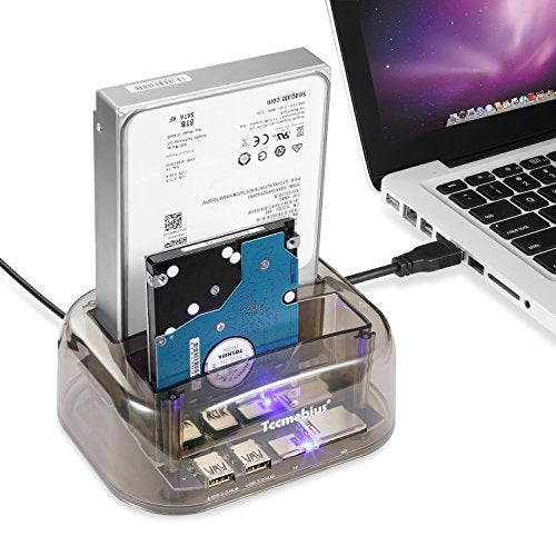 Tccmebius TCC-S865 USB 3.0 to SATA IDE Dual Slots External Transparent Hard Drive Docking Station with Card Reader and 2 Ports USB 3.0 Hub for 2.5 3.5 Inch IDE SATA I/II/III HDD SSD - Image 2